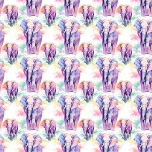 PRE ORDER - Rainbow Watercolour Elephants - Fabric