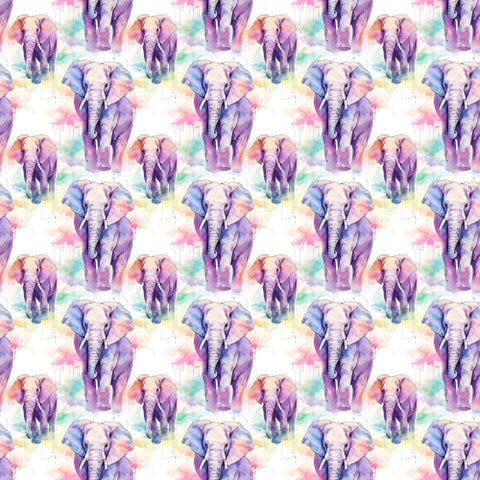 PRE ORDER - Rainbow Watercolour Elephants - Fabric