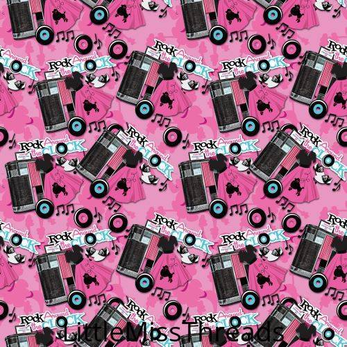 PRE ORDER - Rock Around The Clock Pink - Fabric - Fabric from [store] by Little Miss Threads - 
