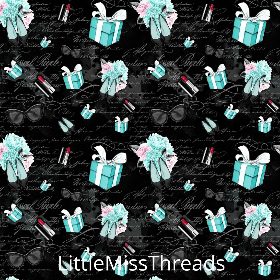 IN STOCK - Tiffany's Black Presents - WOVEN COTTON - Fabric from [store] by Mini Mooches - 