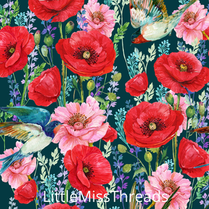 PRE ORDER - Anzac Poppies Navy Large - Fabric - Fabric from [store] by Little Miss Threads - 