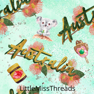 IN STOCK - Australiana Mint - WOVEN COTTON - Fabric from [store] by Little Miss Threads - 