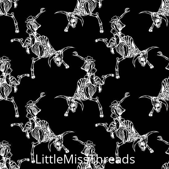 PRE ORDER - Skeleton Rodeo Halloween - Fabric - Fabric from [store] by Little Miss Threads - Halloween