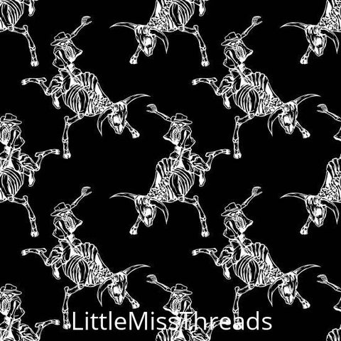 PRE ORDER - Skeleton Rodeo Halloween - Fabric - Fabric from [store] by Little Miss Threads - Halloween