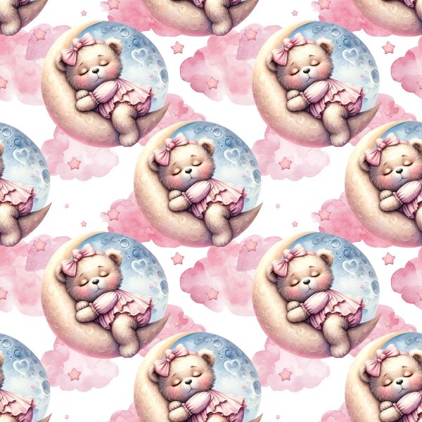 PRE ORDER - Sleepy Pink Teddy Bear - Fabric