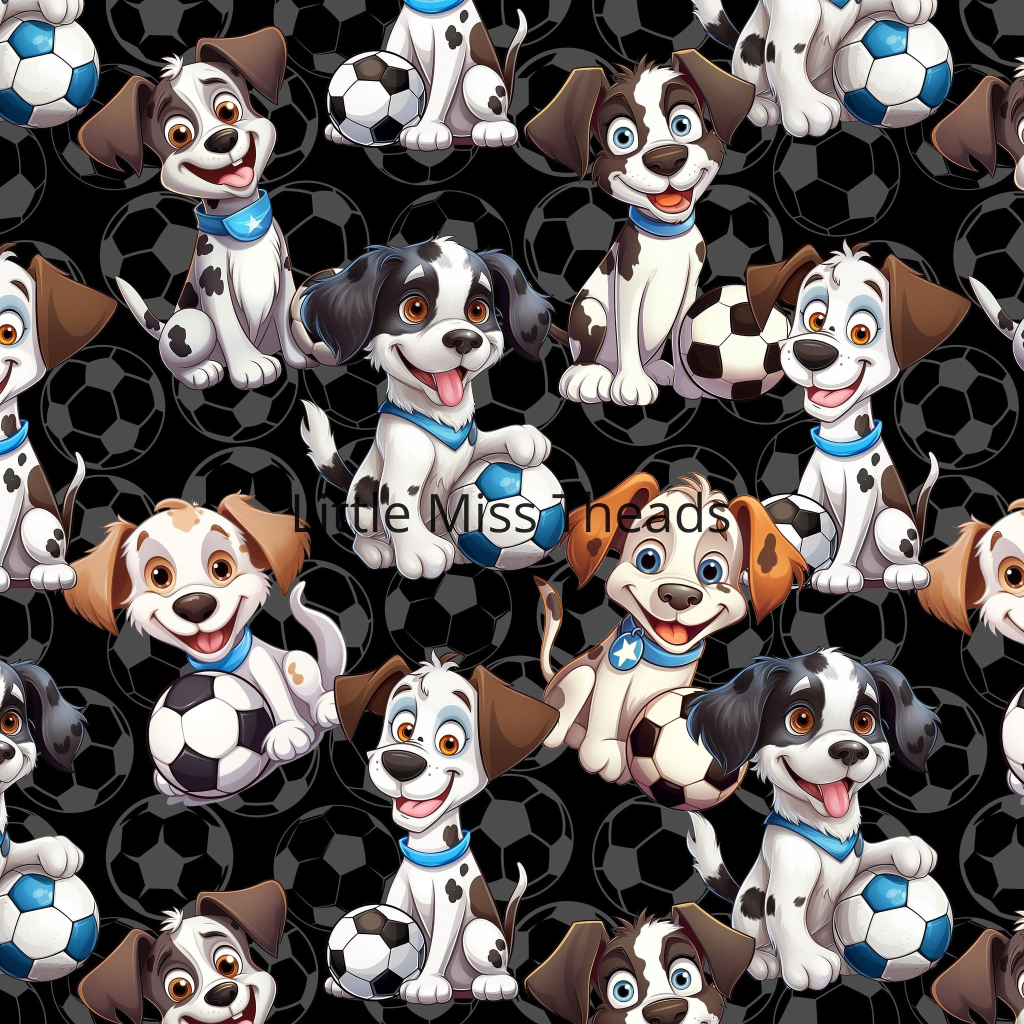 IN STOCK REMNANT - Soccer Pups - COTTON FRENCH TERRY (900cm)