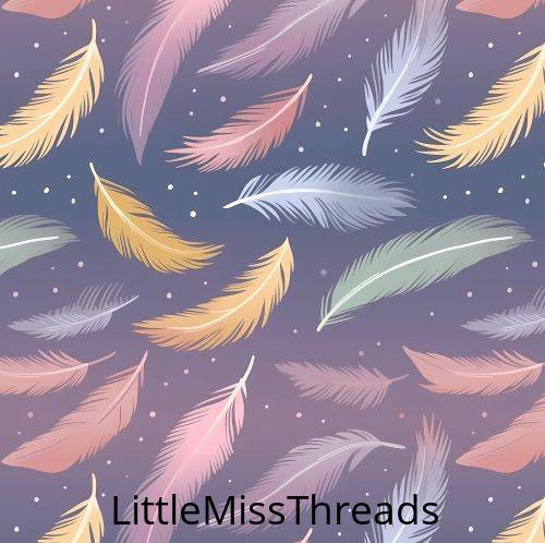 PRE ORDER - Soft Pastel Feathers- Fabric - Fabric from [store] by Little Miss Threads - 