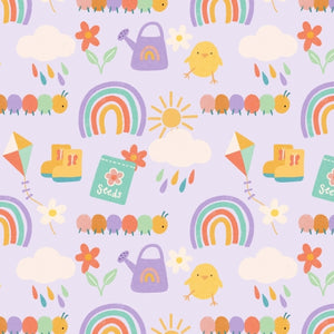 PRE ORDER - Spring Bright Rainbow Lilac - Fabric