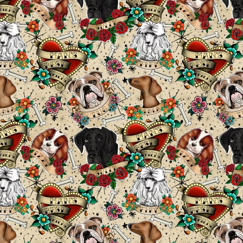 PRE ORDER - Tattoo Dogs - Fabric