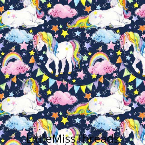 PRE ORDER - Unicorn Navy Sketch - Fabric - Fabric from [store] by Little Miss Threads - 