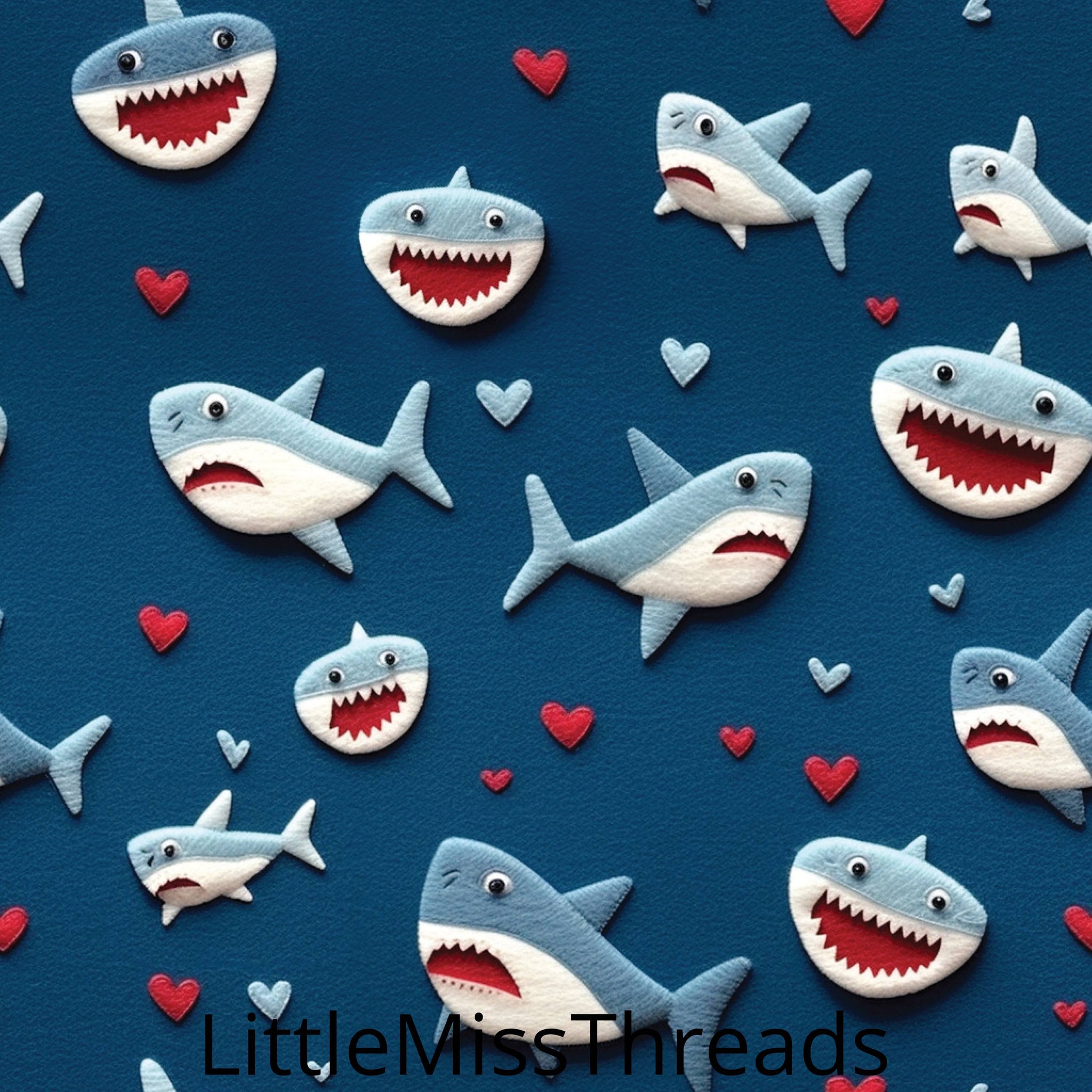 PRE ORDER - Valentines Sharks - Fabric - Fabric from [store] by Little Miss Threads - 