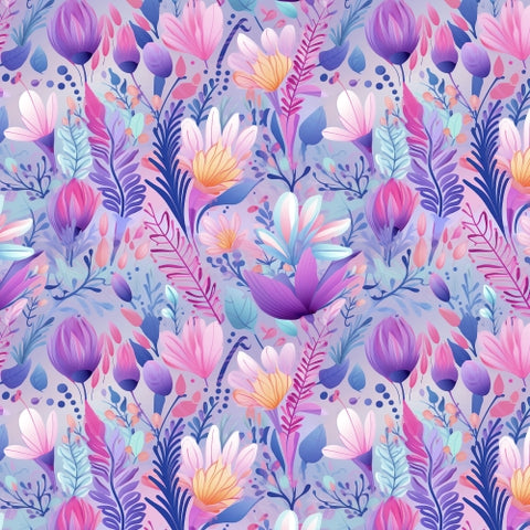 PRE ORDER - Watercolour Floral Purple - Fabric