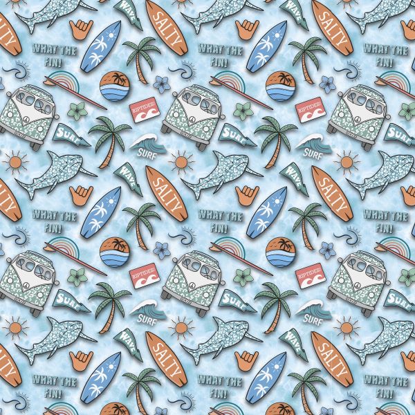 PRE ORDER - What The Fin Surfing - Fabric