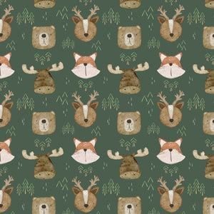 PRE ORDER - Woodland Forest Animals Green - Fabric