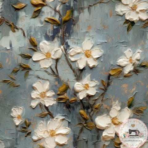 PRE ORDER - Aged Oil Paint Flowers 7 - Fabric Fabric