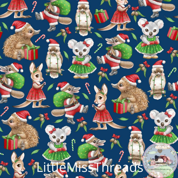 PRE ORDER - Christmas in Aus Navy - Fabric - Fabric from [store] by Little Miss Threads - 
