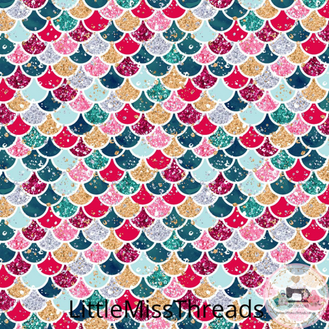 PRE ORDER Christmas Mermaid Scales Fabric - Fabric from [store] by Mini Mooches - 