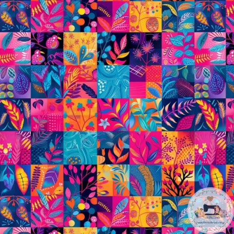 PRE ORDER - Colourful Floral Blocks - Fabric Fabric
