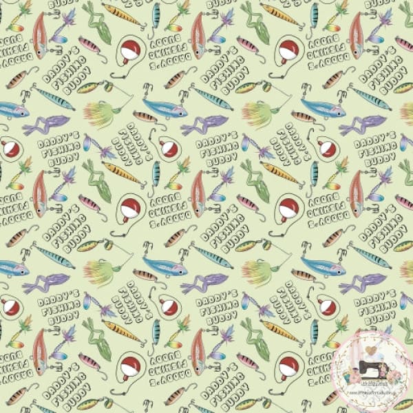 IN STOCK - Daddys Fishing Buddy - COTTON POPLIN Cotton Poplin Fabric