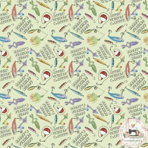 IN STOCK - Daddys Fishing Buddy - COTTON POPLIN Cotton Poplin Fabric