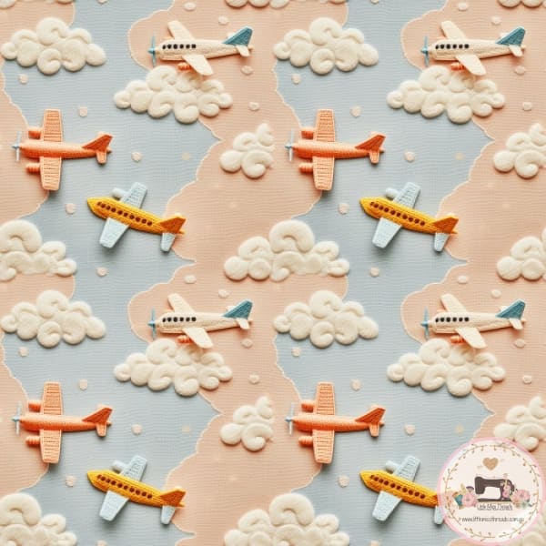 IN STOCK - Faux 3D Airplane - COTTON WOVEN Cotton Woven Fabric