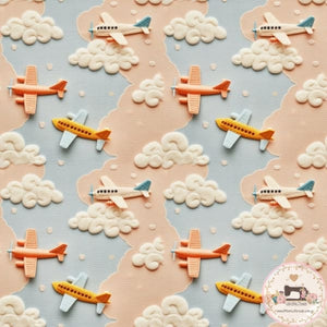 IN STOCK - Faux 3D Airplane - COTTON WOVEN Cotton Woven Fabric