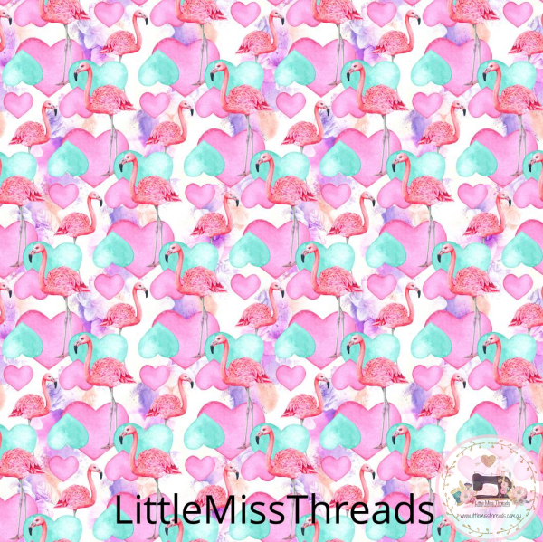 PRE ORDER Flamingo Hearts - MM Fabric Print - Fabric from [store] by Mini Mooches - 