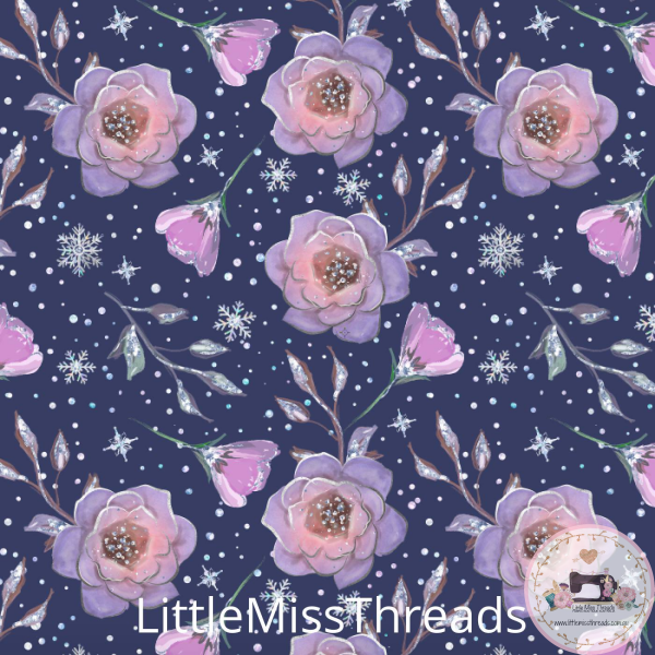 PRE ORDER - Frozen Unicorn Navy Floral - Fabric - Fabric from [store] by Mini Mooches - 