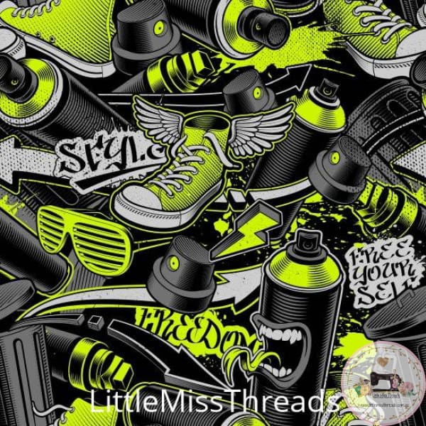 PRE ORDER - Graffiti Yellow - Fabric - Fabric from [store] by Little Miss Threads - 