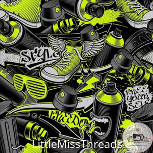 PRE ORDER - Graffiti Yellow - Fabric - Fabric from [store] by Little Miss Threads - 