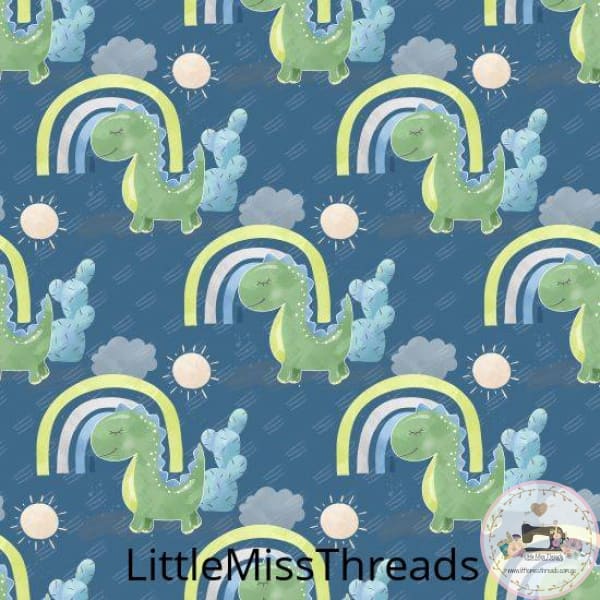 PRE ORDER - Green Baby Dino Blue - Fabric - Fabric from [store] by Little Miss Threads - 