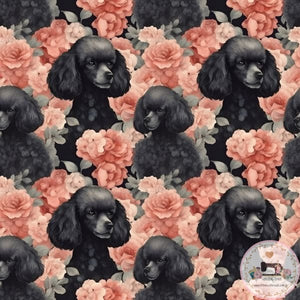 PRE ORDER - Black Poodle Floral - Fabric Fabric