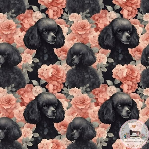 PRE ORDER - Black Poodle Floral - Fabric Fabric