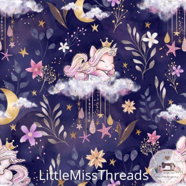 PRE ORDER - Unicorn Mice Navy Cloud - Fabric - Fabric from [store] by Little Miss Threads - 