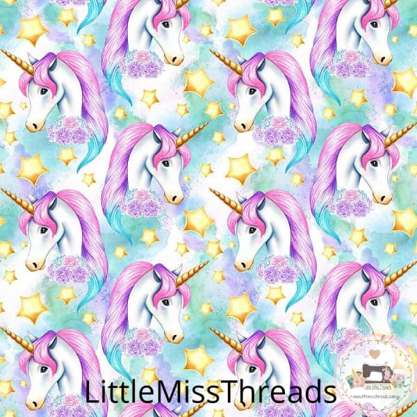 PRE ORDER Unicornia Aqua Faces - MM Fabric Print - Fabric from [store] by Mini Mooches - 