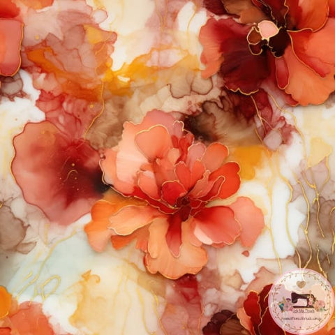 PRE ORDER - Watercolour Alcohol Ink Floral Autumn - Fabric Fabric