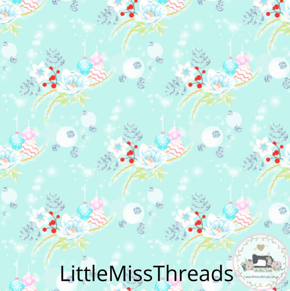 PRE ORDER Winter Wonderland Flowers Blue - Fabric - Fabric from [store] by Mini Mooches - 