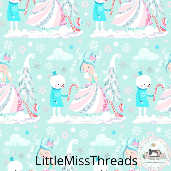IN STOCK - Winter Wonderland Princess Blue - COTTON POPLIN Cotton Poplin Fabric