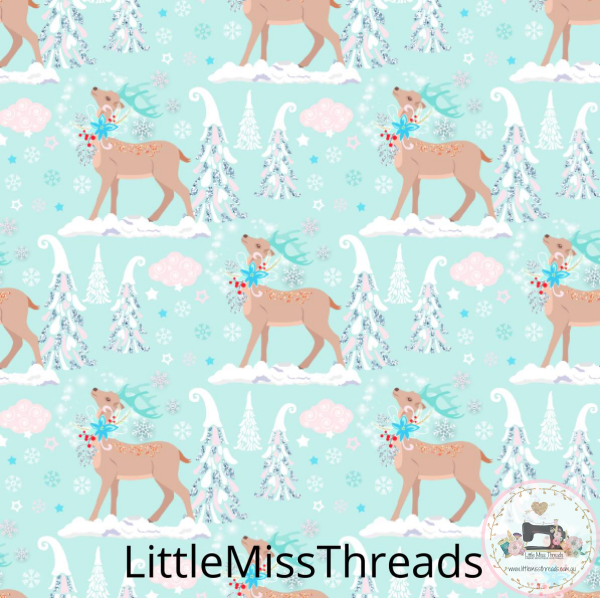 PRE ORDER Winter Wonderland Reindeer Blue - Fabric - Fabric from [store] by Mini Mooches - 