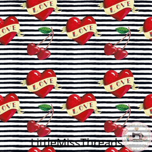 PRE ORDER - 50s Tattoo Hearts - Fabric - Fabric from [store] by Little Miss Threads - 