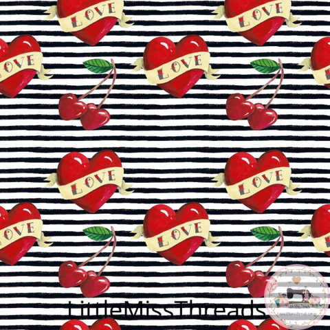 PRE ORDER - 50s Tattoo Hearts - Fabric - Fabric from [store] by Little Miss Threads - 