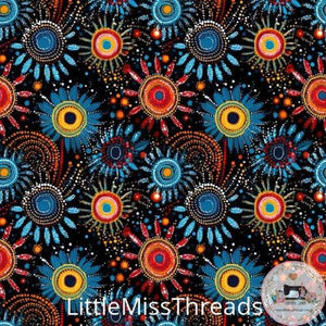PRE ORDER - Aboriginal Art Flowers - Fabric - Fabric from [store] by Little Miss Threads - 