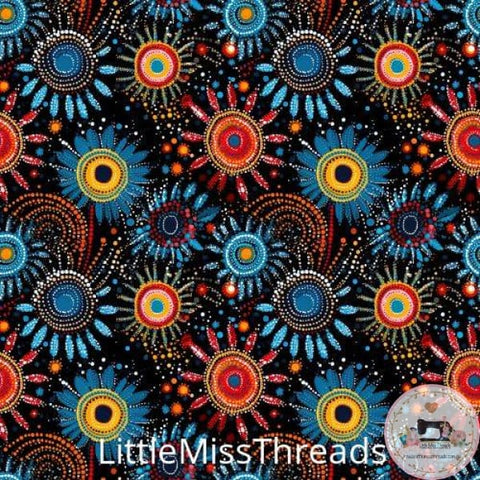 PRE ORDER - Aboriginal Art Flowers - Fabric - Fabric from [store] by Little Miss Threads - 