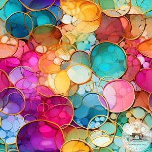 PRE ORDER Alcohol Ink Circles Rainbow Fabric Fabric