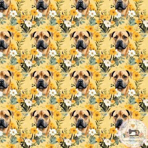 PRE ORDER - American Staffordshire Yellow Floral - Fabric Fabric
