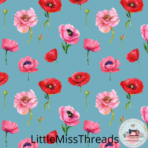PRE ORDER - Anzac Poppies Blue - Fabric - Fabric from [store] by Little Miss Threads - 