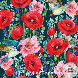 PRE ORDER - Anzac Poppies Navy Large - Fabric - Fabric from [store] by Little Miss Threads - 