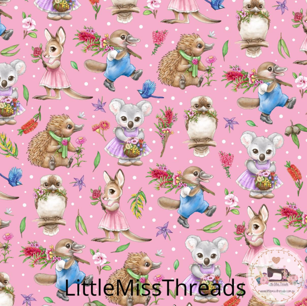 PRE ORDER - Aussie Animals Pink - Fabric - Fabric from [store] by Little Miss Threads - 