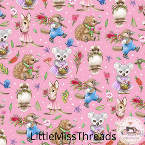 PRE ORDER - Aussie Animals Pink - Fabric - Fabric from [store] by Little Miss Threads - 