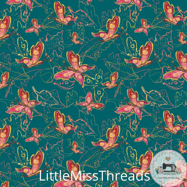 PRE ORDER - Autumn Forest Butterflies - Fabric - Fabric from [store] by Little Miss Threads - 